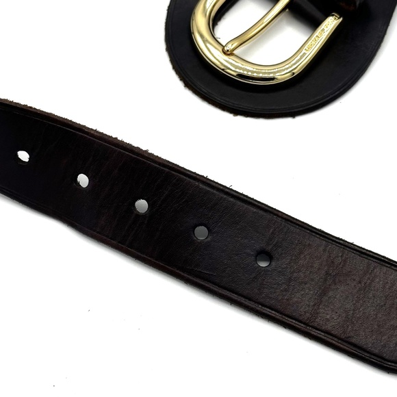 Michael Kors Brown Leather Belt Gold Buckle ~Womens Size Medium~ Equestrian Look - Picture 8 of 12